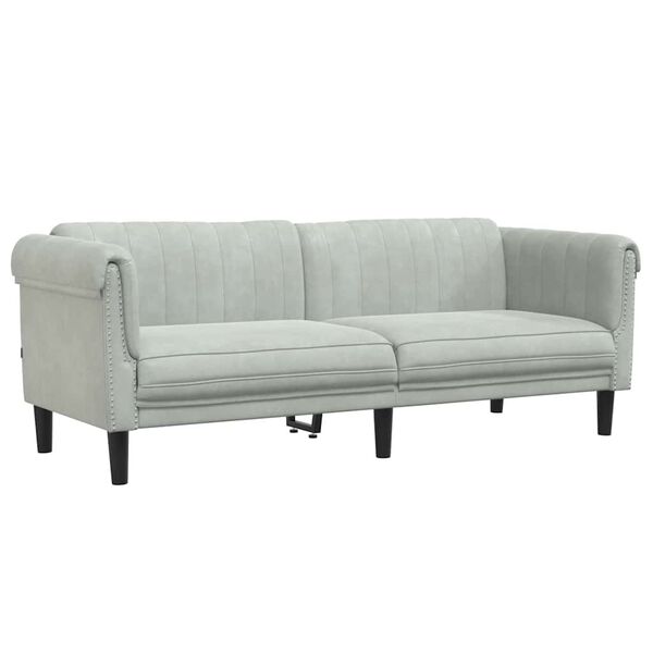 vidaXL Sofa Light Grey Velvet (100% polyester), plywood, solid wood