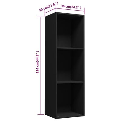 vidaXL Book Cabinet/TV Stand Black 14.2"x11.8"x44.9" Engineered Wood