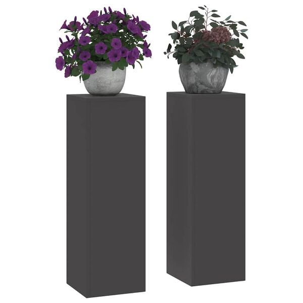 vidaXL Plant Stand 2 pcs Black 9.45 x 9.45 x 29.53 in Steel