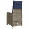 vidaXL Reclining Patio Chair with Cushions Gray Poly Rattan