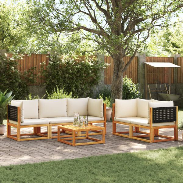 vidaXL Garden Sofa Set Black Solid acacia wood 6 Piece Modular
