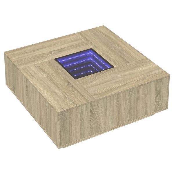 vidaXL Coffee Table Sonoma oak Engineered wood, glass 39.4x39.4 in