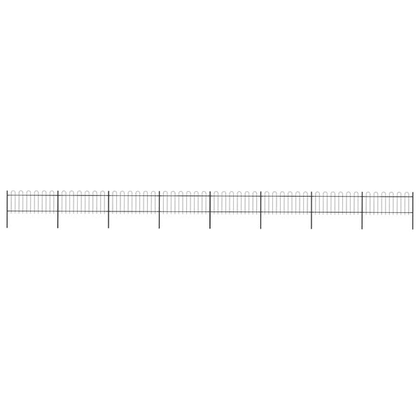 vidaXL Garden Fence with Hoop Top Steel 561.4"x31.5" Black