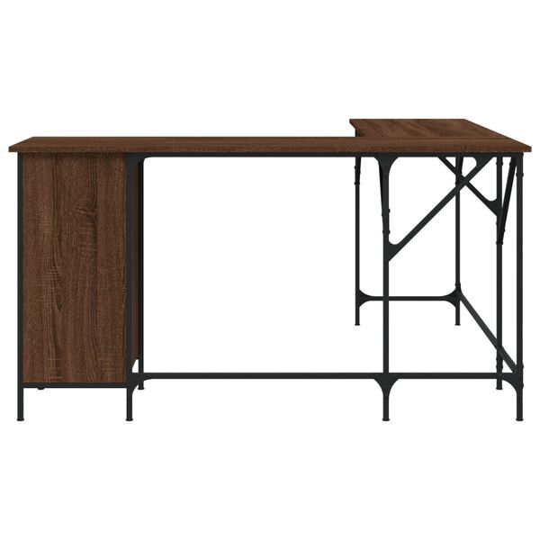 vidaXL Desk Brown Oak Engineered Wood, Metal Large Adjustable Feet