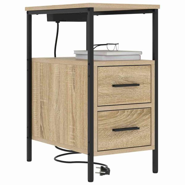 vidaXL Bedside Cabinet with Drawer Sonoma Oak 11.81 x 18.90 x 24.02 in