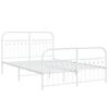 vidaXL Bed Frame White Steel Double Bed Frame Rectangular