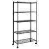 vidaXL 5-Tier Storage Shelf with Wheels 29.5x13.8x61.0" Black 551.2 lb