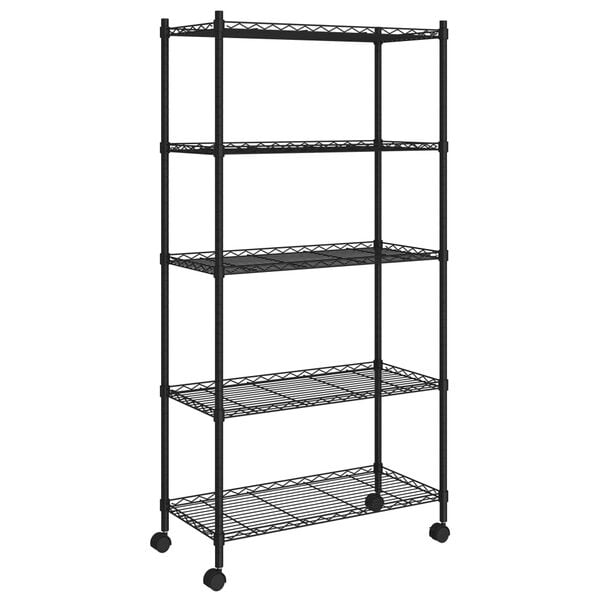 vidaXL 5-Tier Storage Shelf with Wheels 29.5x13.8x61.0" Black 551.2 lb