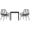 vidaXL Garden Dining Set 3 pcs Black poly rattan