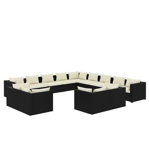 vidaXL Garden Lounge Set Black, Cream