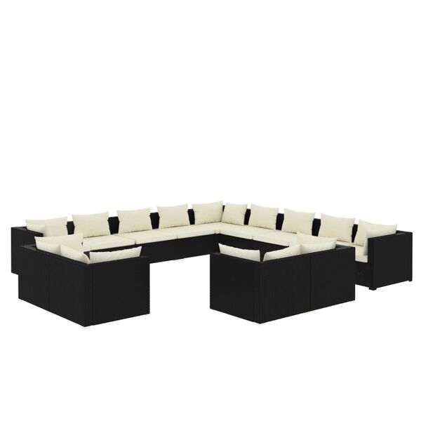 vidaXL Garden Lounge Set Black, Cream