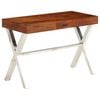 vidaXL Desk Brown top and silver legs Solid Acacia Wood, Powder-Coated Iron