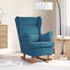 vidaXL Rocking Chair Wingback Blue Velvet and Solid Wood