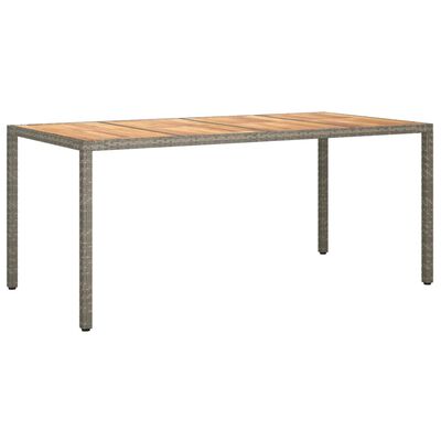vidaXL Patio Table 74.8"x35.4"x29.5" Poly Rattan and Acacia Wood Gray