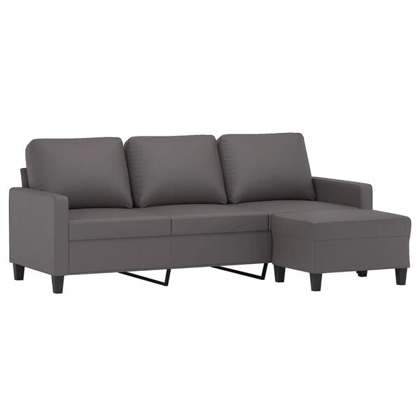 vidaXL 3-seater Sofa With Footstool Grey