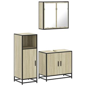 vidaXL Bathroom Furniture Set Sonoma Oak Engineered wood, metal, glass