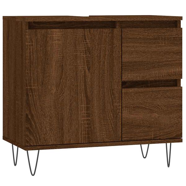 vidaXL Bathroom Cabinet Brown Oak Engineered Wood, Iron Medium