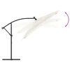 vidaXL Garden Parasol White Polyester, Steel, Straw Large Collapsible