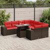 vidaXL 9 Piece Patio Sofa Set with Cushions Brown Poly Rattan Acacia