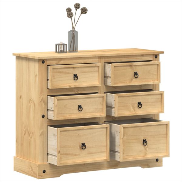 vidaXL Chest Of Drawers Honey Solid pine wood, engineered wood, metal