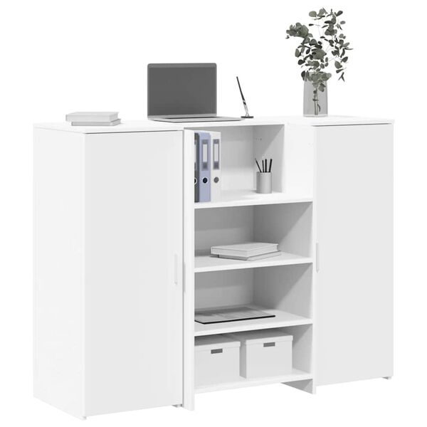 vidaXL Reception Desk White Engineered wood Reception Desk Rectangular