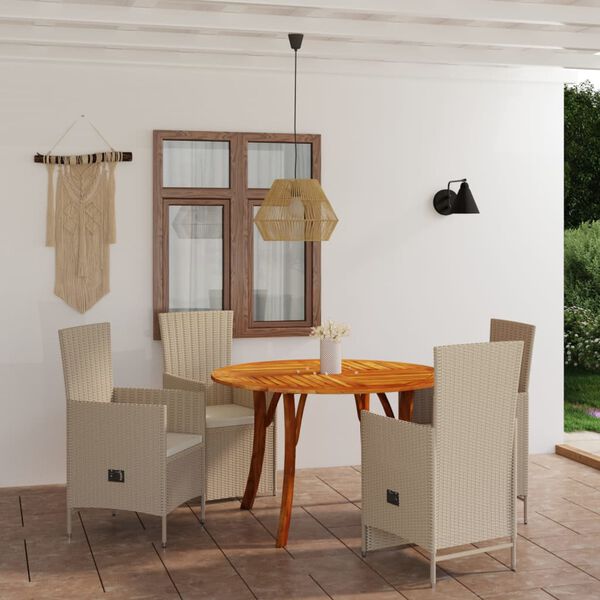 vidaXL 5 Piece Patio Dining Set Beige