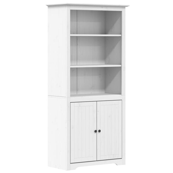 vidaXL Bookcase White Solid Pine Wood, Engineered Wood, Metal Tall