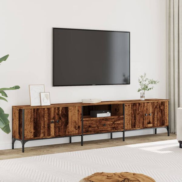 vidaXL TV Cabinet Old wood Engineered wood, metal Medium Adjustable Feet