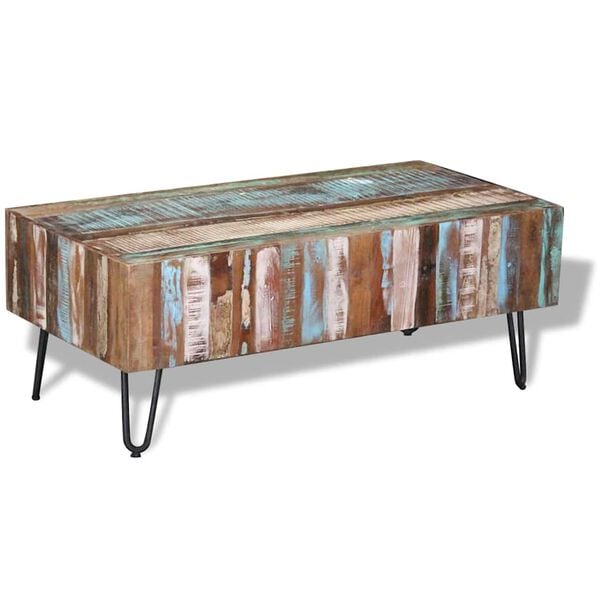 vidaXL Coffee Table Multicolor Solid reclaimed wood and iron Medium