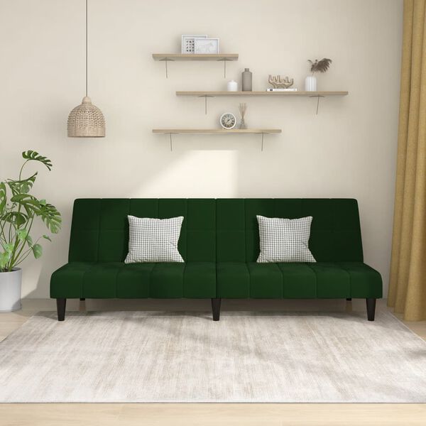 vidaXL Sofa Bed Dark Green Velvet (100% polyester), wood, plastic