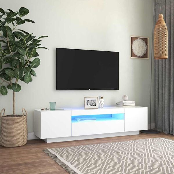 vidaXL TV Cabinet White Engineered wood 63 in x 13.8 in x 15.7 in
