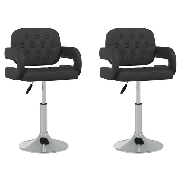 vidaXL Dining Chair Set of 2 Black Faux leather Mid-size