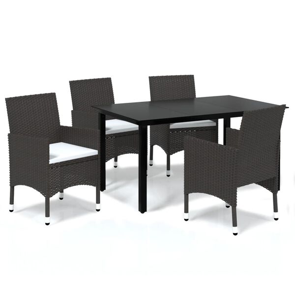 vidaXL Dining Set Brown PE rattan 5 Piece Set Lightweight Dining Set