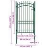 vidaXL Fence Gate with Spikes Steel 39.4x68.9" Green