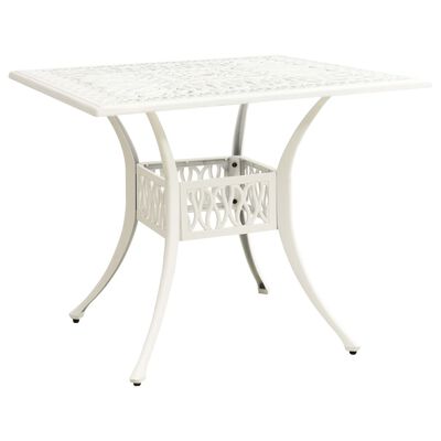 vidaXL Patio Table White 35.4"x35.4"x28.7" Cast Aluminum
