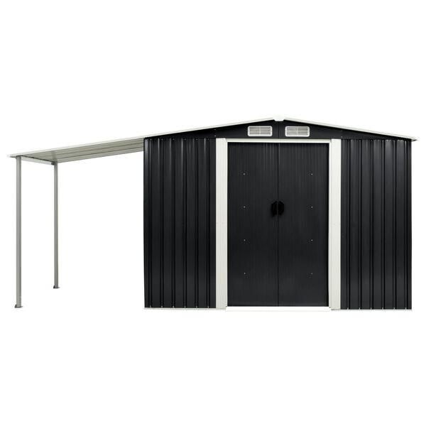 vidaXL Garden Shed Anthracite Galvanized Steel Large Sliding Components