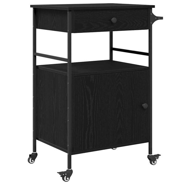 vidaXL Kitchen Trolley Black Oak 22.05 x 16.93 x 35.24 in