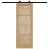 vidaXL Sliding Door Natural and Black 28.94 x 78.15 in Solid Pine Wood