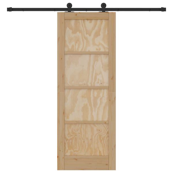 vidaXL Sliding Door Natural and Black 28.94 x 78.15 in Solid Pine Wood