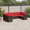 vidaXL 9 Piece Patio Sofa Set with Cushions Brown Poly Rattan