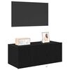 vidaXL TV Wall Cabinet Wall-mounted Black Oak 31.50 x 13.78 x 12.20 in