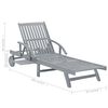 vidaXL Sunlounger Grey Acacia wood, Polyester Single