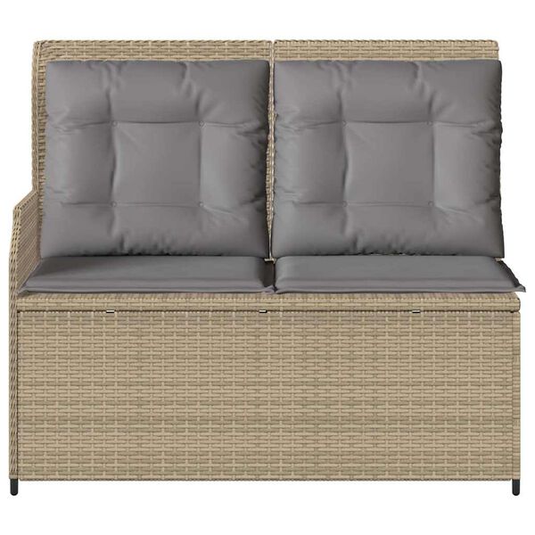 vidaXL Reclining Patio Bench Beige and Light Grey PE Rattan Standard