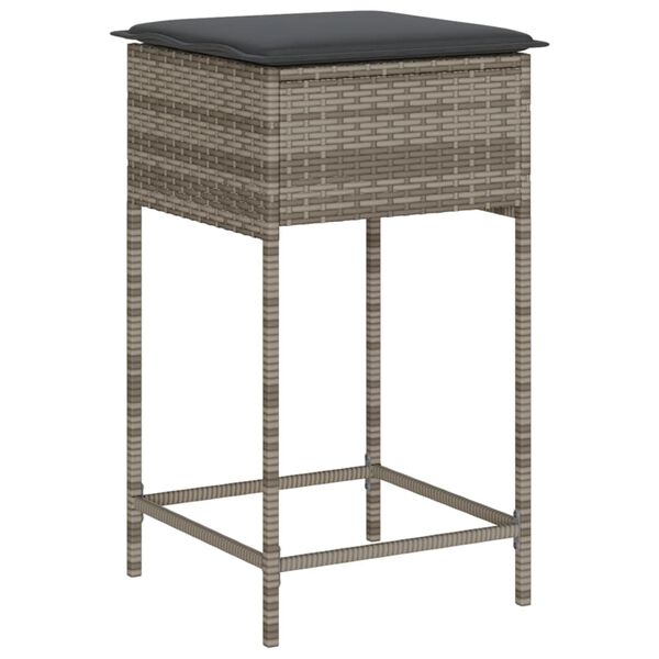 vidaXL Patio Bar Set Set of 6 Grey PE Rattan Removable Covers
