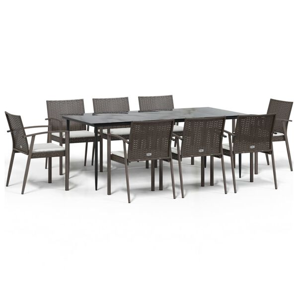 vidaXL Garden Dining Set Brown Poly Rattan Large Seats Many