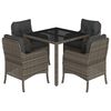 vidaXL Garden Dining Set Grey PE Rattan Seats 4 Removable Covers