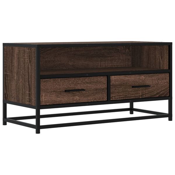 vidaXL TV Cabinet Brown oak Engineered wood, metal 31.5 x 13.6 x 15.7 in