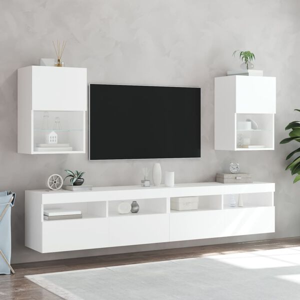 vidaXL TV Cabinet White Engineered wood, Glass Compact TV Cabinet