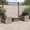 vidaXL Garden Lounge Set Grey PE Rattan Medium Adjustable Armrests