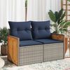 vidaXL Patio Sofa with Cushions 2-Seater Gray Poly Rattan